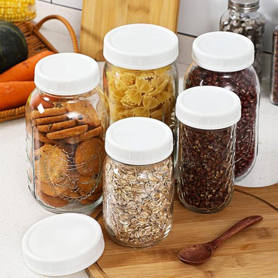 10Pcs 70/86MM Wide Mouth Mason Jar Lid Reusable Leak Proof White Canning Cover Dishwasher Safe Food Grade Jar Sealing Lid Top Cap