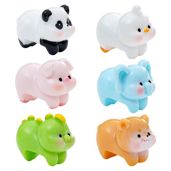 2 Pcs Cartoon Animal Figurine Cute Pig Panda Computer Monitor Decoration Duck Elephant Statues for Office