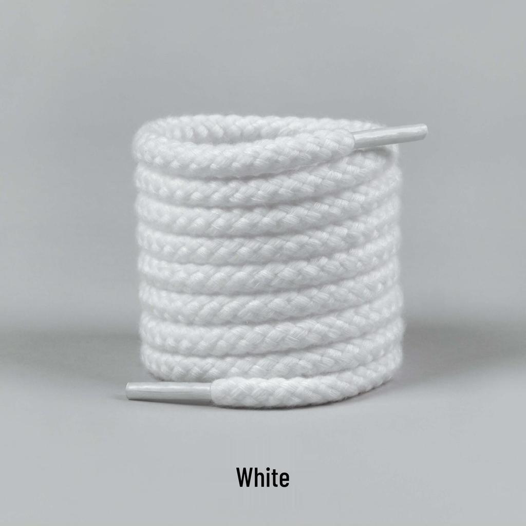 6mm Hanfseil Schnürsenkel Paar - Dicker Runder Stil für Converse AJ Freizeitsneaker (Weiß/Beige)
