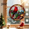 Christmas Theme Hanging Signs 2D Acrylic Suncatcher Stained Glass Style Black Cat Window Hanging Decorative Wall Plaques Colorful Plaque with Chain