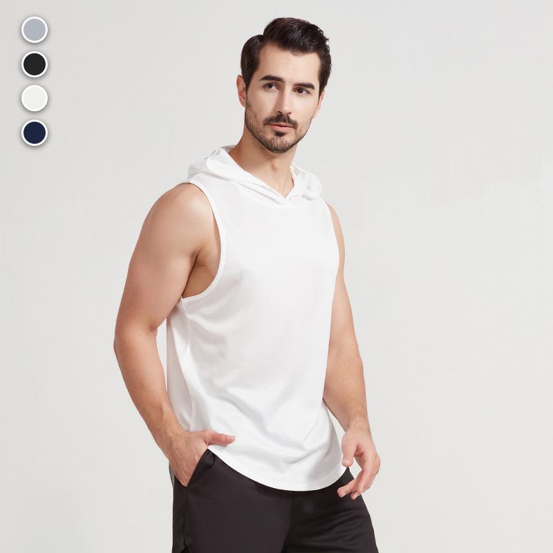 Men's Summer Quick-Dry Hooded Sports Vest - Casual, Breathable, European & American Style for Outdoor Running & Fitness