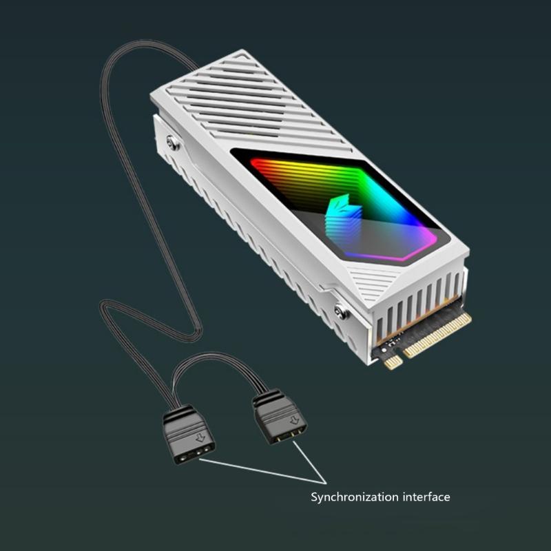 ARGB M.2 Heatsink SSDs Heat Sink with Thermals Pad, Aluminum 2280 M.2 5V 3Pin Addressables ARGB Sync NVME Heatsink for M.2