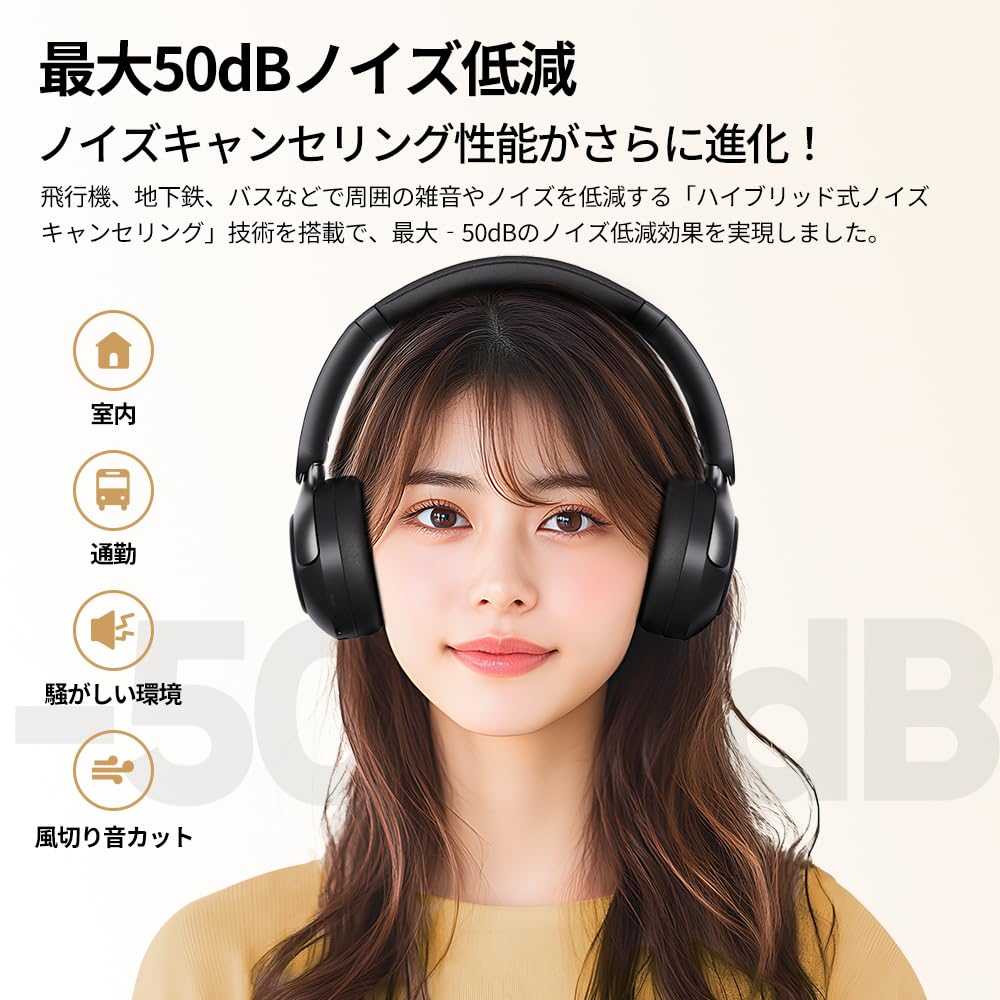 2025 Award H3PRO Wireless Bluetooth Noise 50dB Noise Spatial Up to 55 Hours Continuous Ambient Sound Clear Multipoint Comfortable Dedicated App Black