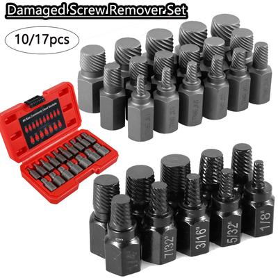 Screw Extractor Set Stripped Screws Nuts Easy Out Bolt Remover Kit Hex Head Multi-Spline for Removing Stripped, Rounded, Damaged