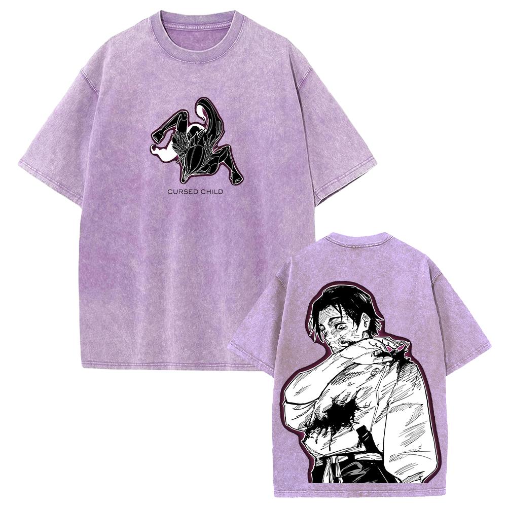 Anime Jujutsu Kaisen Okkotsu Yuta Graphic T Shirt Men Women Washed Cotton Tshirts Vintage Casual Loose Clothing Harajuku T-shirt
