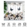 Black And White Flower Shower Curtain Flower Butterfly Shower Curtain With Hook Dark Flower Leaf Plant Bathroom Curtain Waterproof Shower Curtain