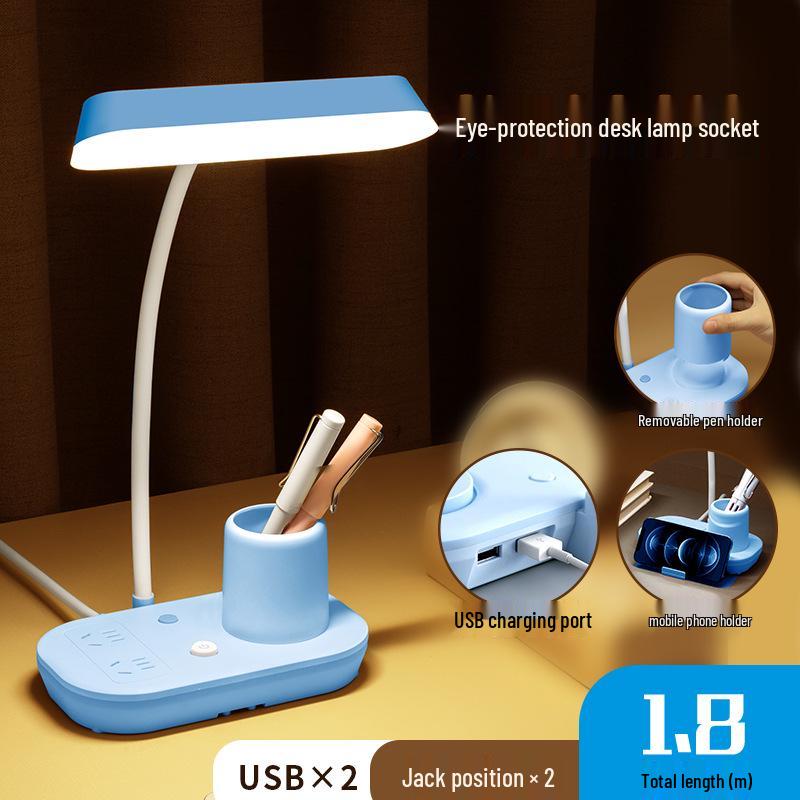 AA Grade LED Eye-Protection Desk Lamp with USB, Soft Light, Night Light, and Wireless Charging for Bedroom or Bedside