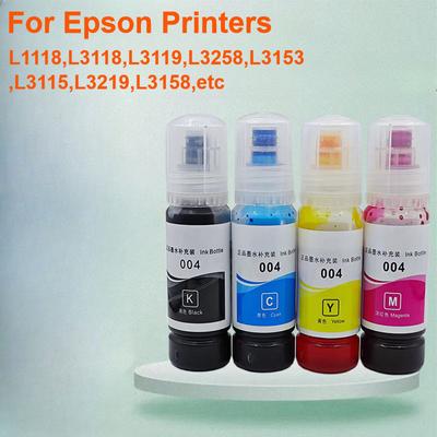 Tinta Epson 004 compatible para impresoras L1118, L3258, L3118, L3119, L3158, L3251, Tinta 004 de cuatro colores