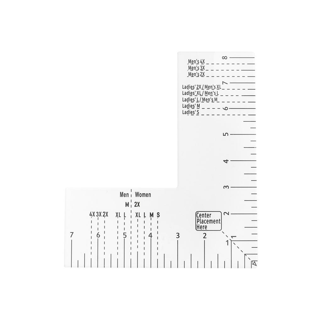 Acrylic Left Chest Logo Placement Ruler - T-Shirt Guide for Vinyl, Heat Press, Embroidery, Pattern Making & Sewing Alignment