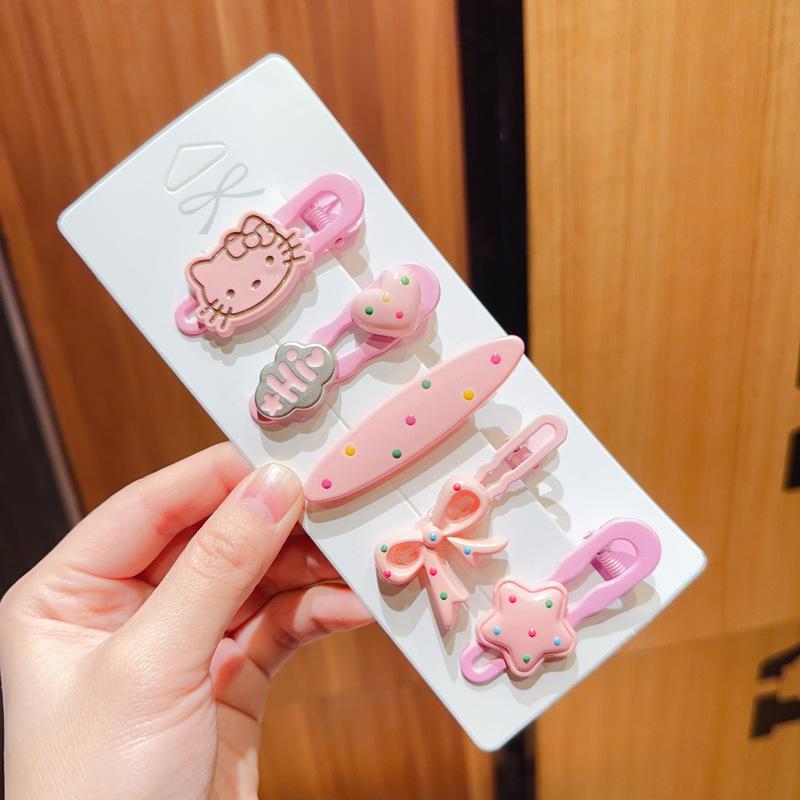 Pink 50-Piece Cute Hair Clip Set: Sweet Girly Japanese Cartoon Bangs Accessories