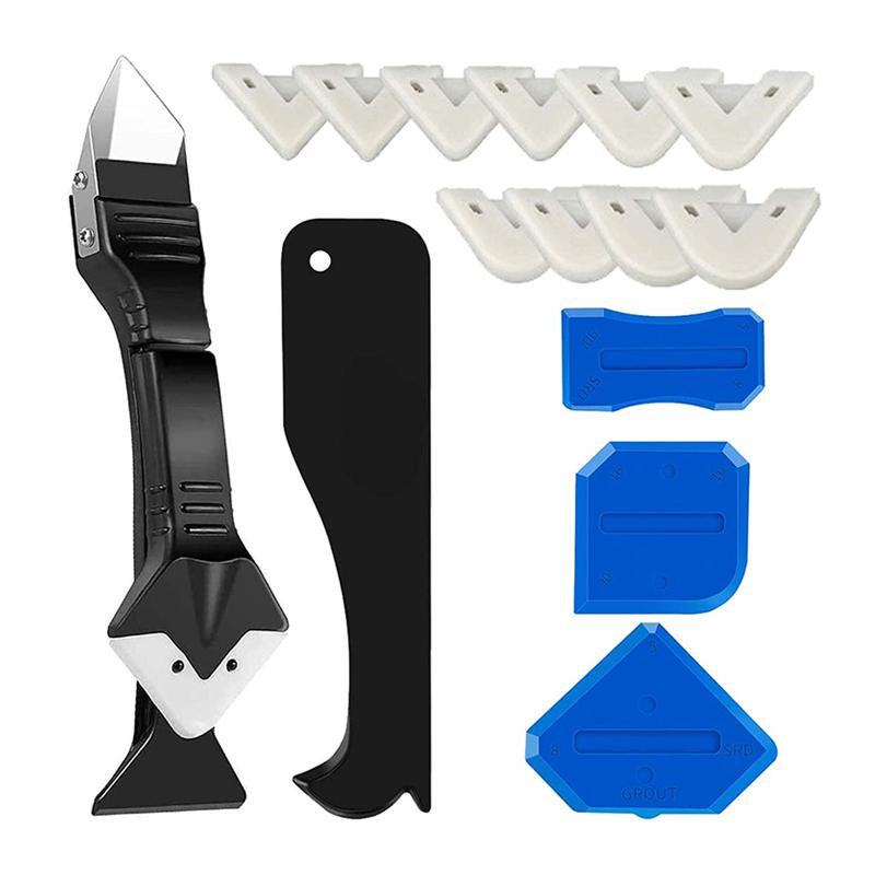 15Pcs Caulk Tools Stainless Steel Head 3 in 1 Silicone Caulking Finishing Tool Kit Caulk Remover and Sealant Scraper Set 15Pcs Caulk Tools