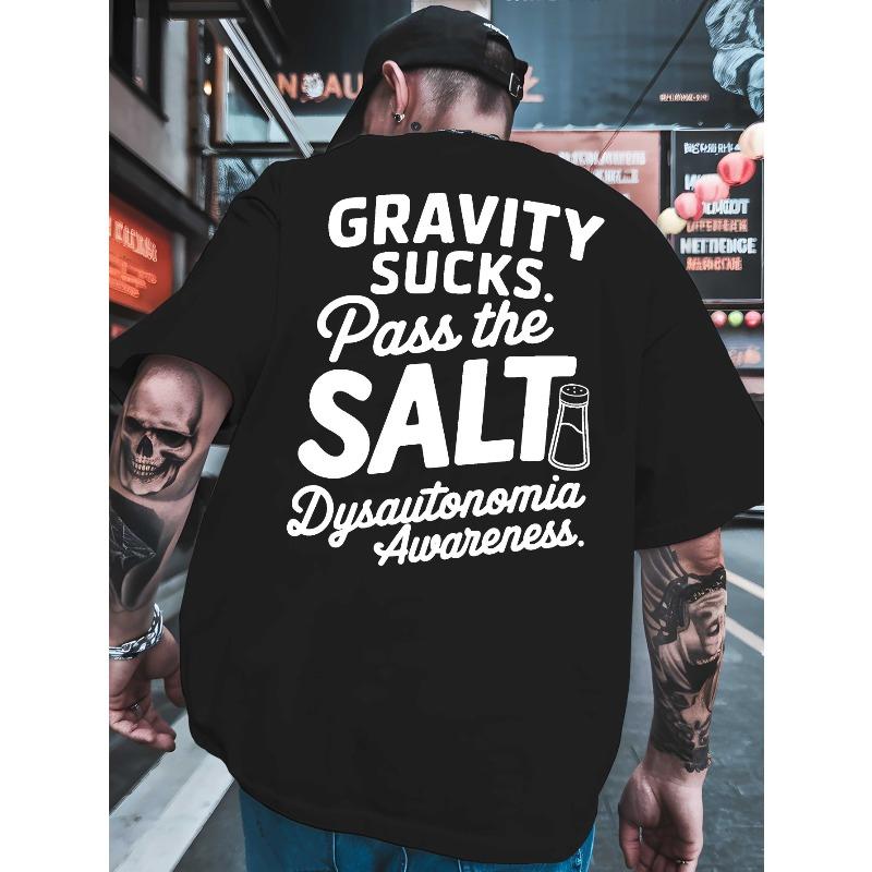 

Gravity Sucks pass The Salt Men s T-shirts round neck back printed T-shirt shirt, suitable for basketball, a must-have Men s summer outfit in the gym 2XL чёрный