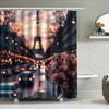 Romantic Paris Night View With Eiffel Tower And Blossoms Waterproof Shower Curtain Waterproof Polyester Fabric Complimentaryhook