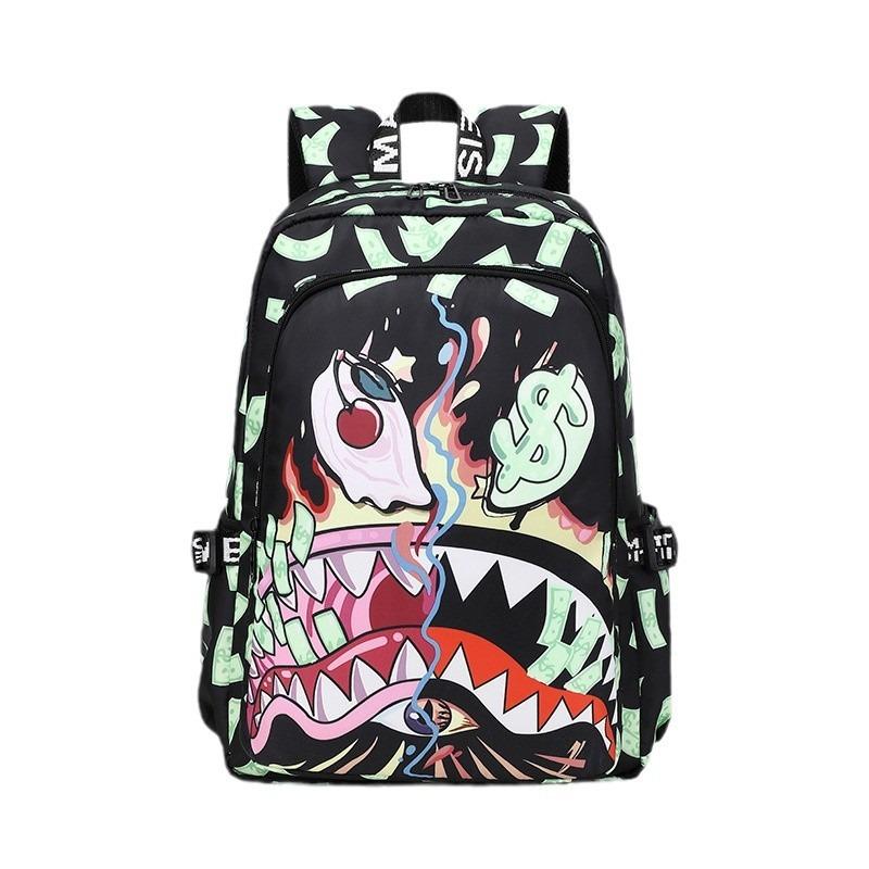 Schultasche Neue Farbige Hai Schüler Leichte Wasserdichte Schultasche Große Kapazität Personalisierter Cartoon Einfacher Rucksack