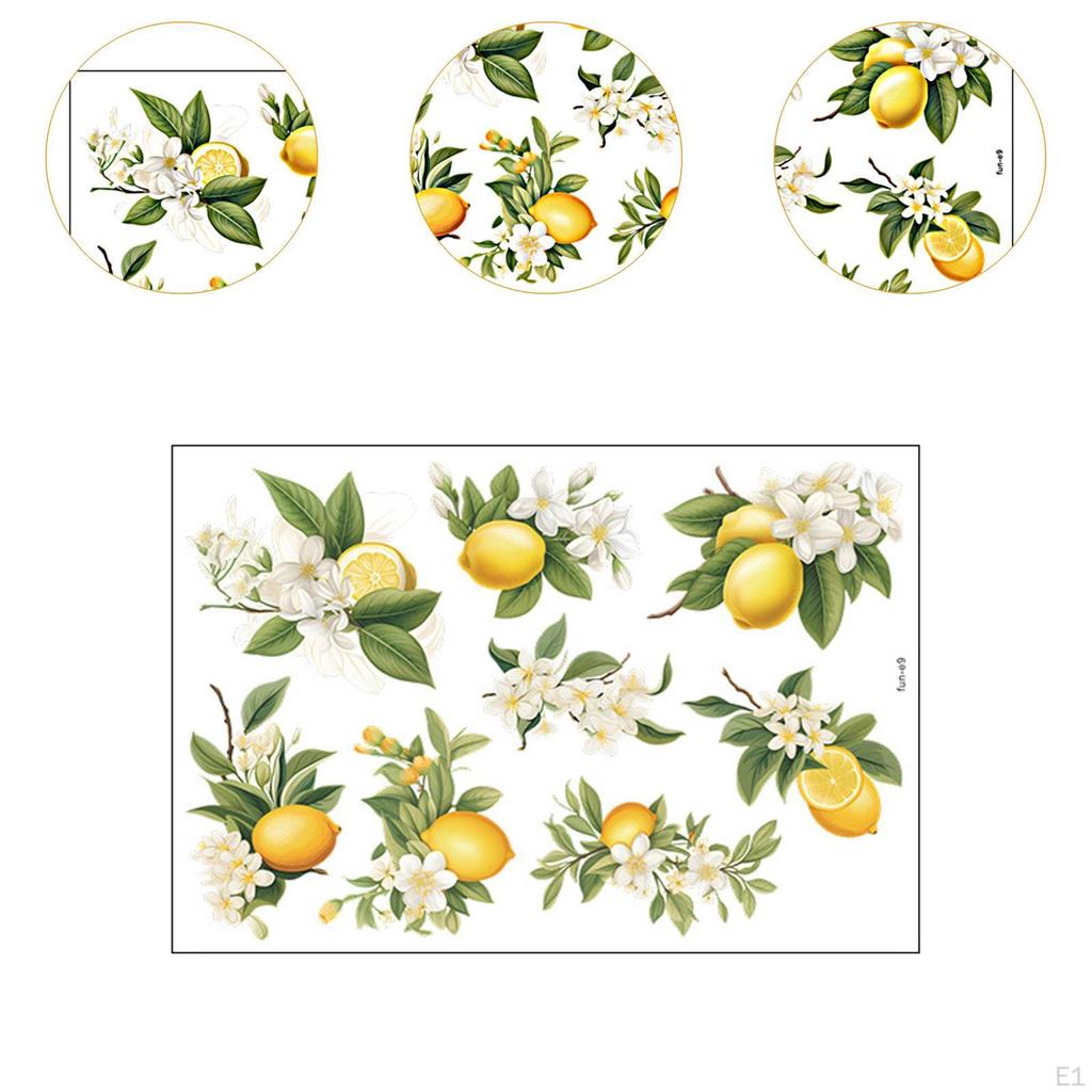 Lemon Green Leaves Stickers PVC Wallpaper East To Intall Fresh Decor Wall Decals