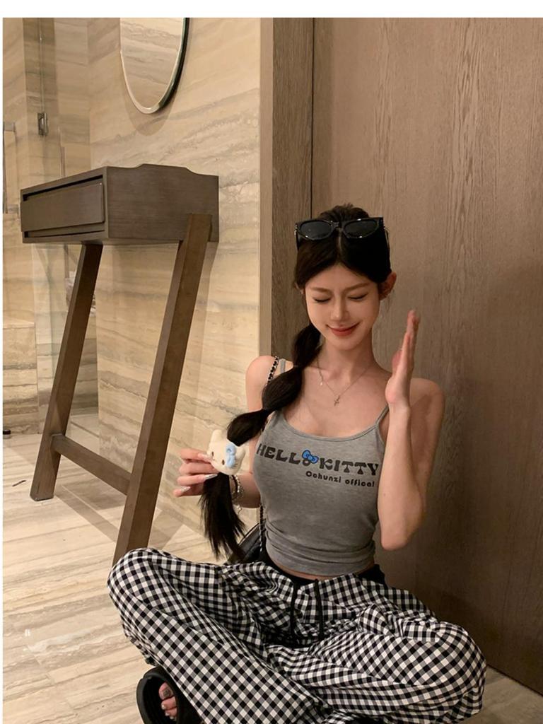 Amerikanisches Retro-Damen-Schlankheits-Süßes Buchstaben-Camisole