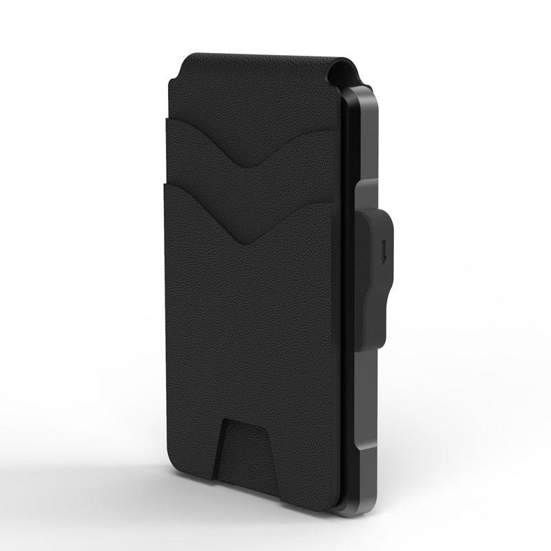 RFID Men's Leather Card Bag Metal Anti-Magnetic Automatic Bullet Card Wallet Credit Card Business Card Box Wallet
