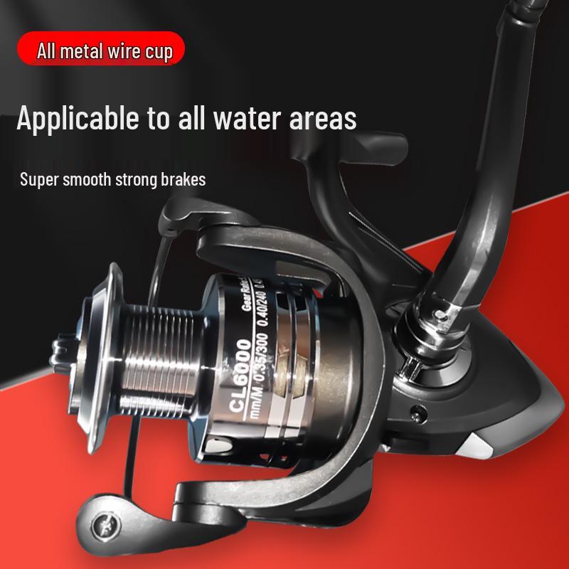 

Long Cast Fishing Reel Set with Lure and Sea Rod for Rock Fishing Metal Spool 2000 Type