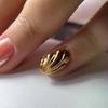 24Pcs Short Almond Gold Press On Nail With Carved Ripple Design Full Cover False Nail for Unique And Stylish Look