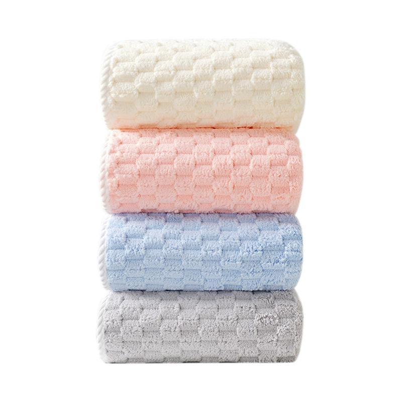 Toalla de baño de franela suave y absorbente, diseño a cuadros, tamaño grande, uso doméstico