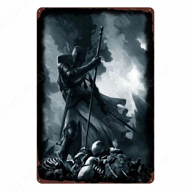 The Crusaders Vintage Metal Tin Sign, Bar, Club, Cafe, Home, Bedroom, Wall Decoration, Cruciata Art Poster, Catholicism Plaqu