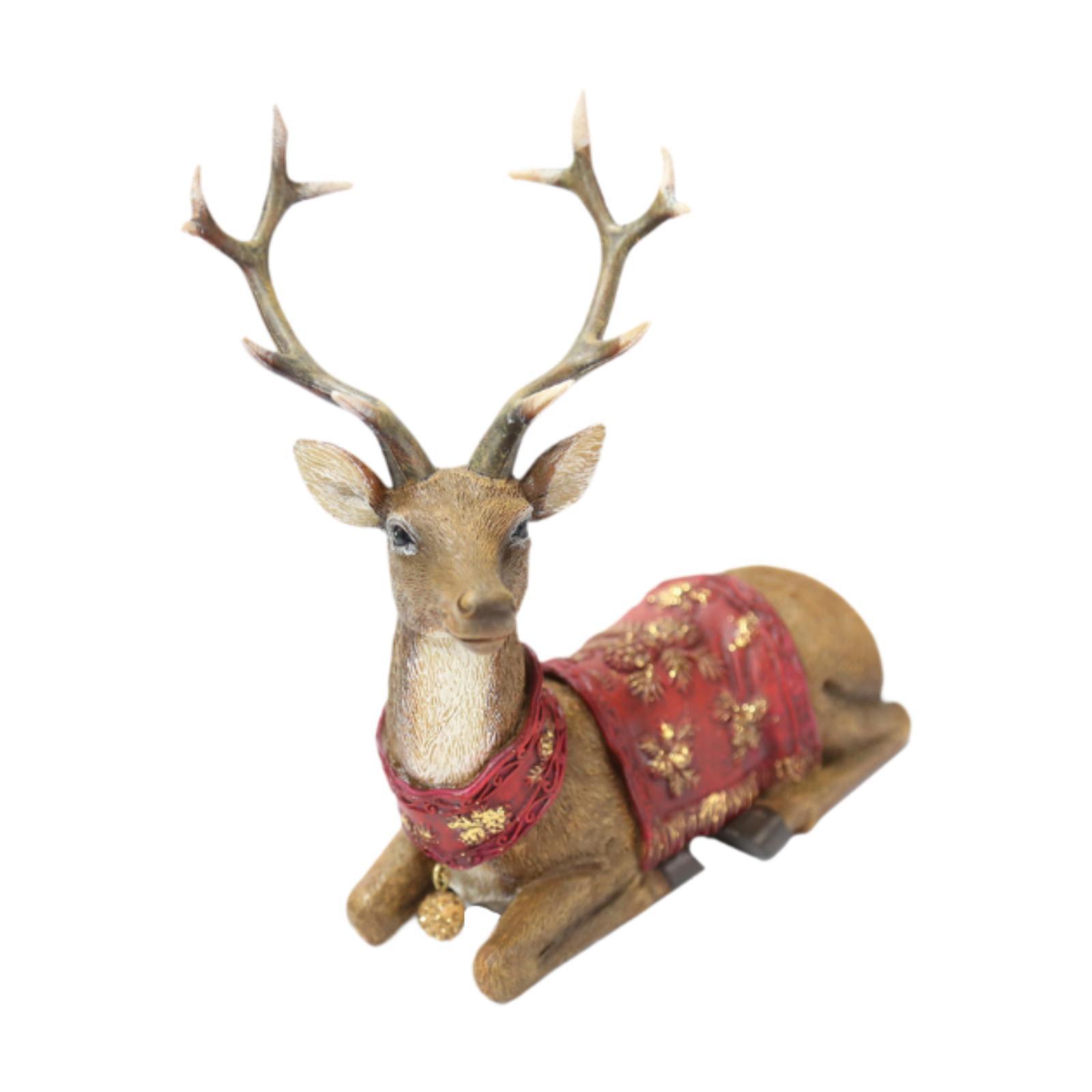 Reindeer Figurine Deer Statue Modern Ornaments Elk Sculpture Deer Figurine for Living Room Office Desktop Cabinet NightStand