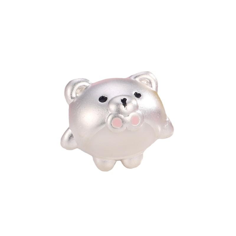 Sterling Silver Bear Egg Doll Beaded Bracelet DIY Spacer Accessories