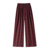 Plus Velvet Woolen Plaid Pants Women's Autumn and Winter Retro Straight Casual Loose Wide-leg Pants