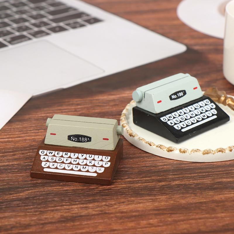 1Pc 1:12 Dollhouse Miniature Typewriter Cashier Typewriter Model Doll Decor Toy