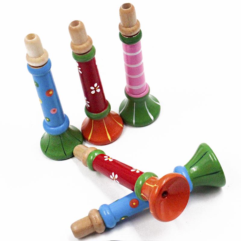 Wooden Small Horn Toy for Children's Early Education Puzzle Montessori Toy Whistle Wind Instrument Sound Training