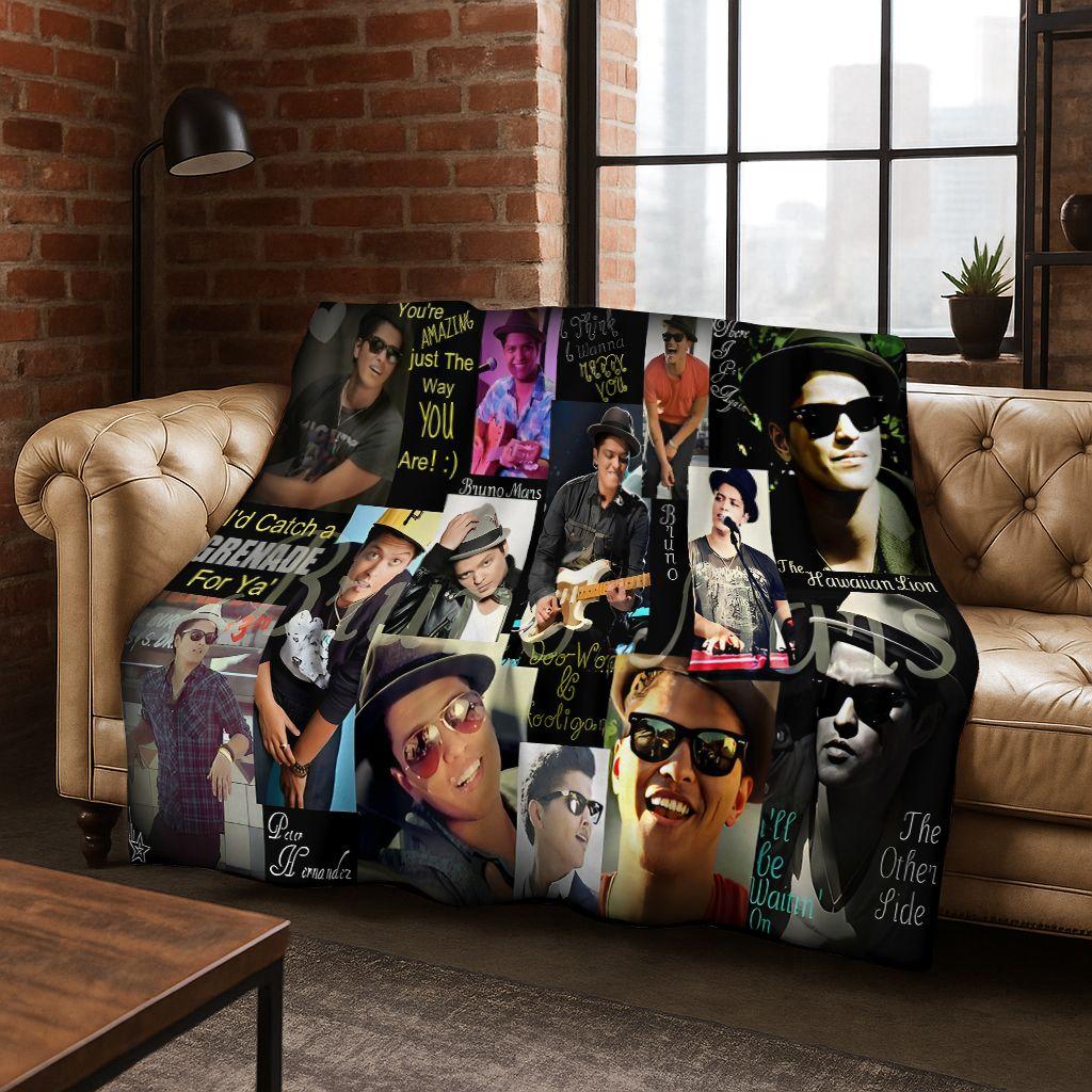 3D Bruno Mars Superstar Flanelldecke, kuschelweiche Überwurfdecke für Zuhause, Schlafzimmer, Bett, Sofa, Picknick, Büro, Geschenk für Kinder