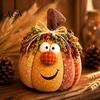Pastoral Style Seasonal Home Accents Whimsical Patchwork Pumpkin, Pumpkin Table Decor, Cute Smiling Face Soft Fabric Ornaments for Living Room