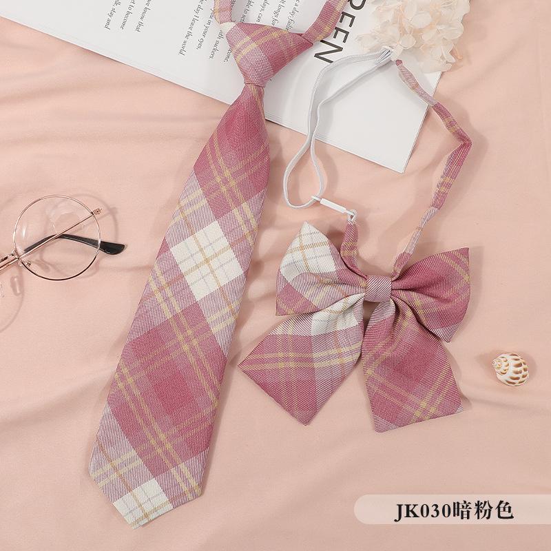 Jkdk Japanese Korean Version Of Striped College Style Red Cyan Gray Blue Shirt Men'S And Women'S Accessories Free Tie Tie Set