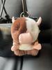 Cute Real Rex Rabbit Fur Cow Keychain Korean Ins Style Fluffy Fur Pendant Plush Doll Bag Charm Accessory for Women Girls Gift