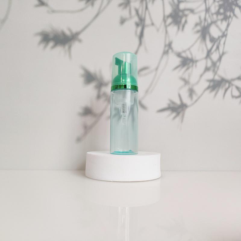 60ml Portable Transparent Green Facial Cleanser Foaming Bottle