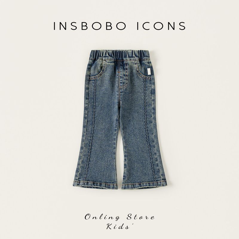 Girls  Pants 2026 Spring New Style Children s Jeans Stylish Flared Pants for Girls Baby Spring and Autumn Fashionable Children s Clothing Denim Blue (Spring and Autumn) 120