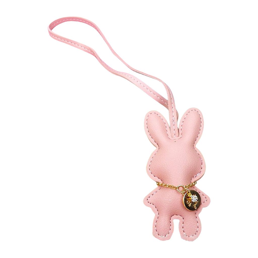 Fashionable Rabbit Shaped Keyring Artificial Leather Bunnys Bag Pendant Keychain Handbag Accessory for Animal Lovers