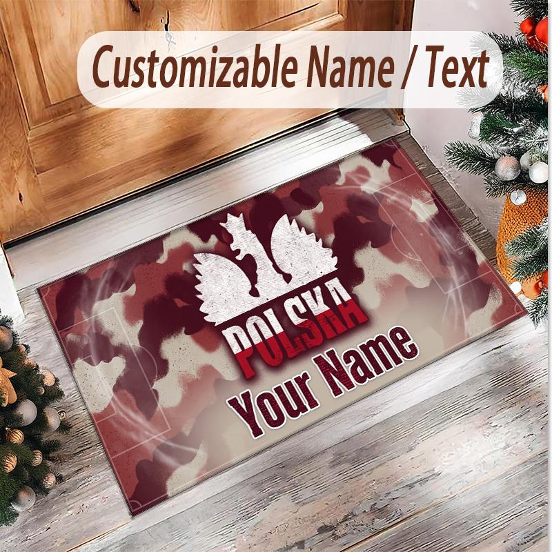 Personalized Crystal Velvet Carpet Poland Football Pattern Non Slip Floor Rug