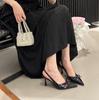 Pointed Bow Bag Head Sandals Women's 2025 Summer New Back Strap French Stiletto Middle Heel Shoes High Heel Single Shoes
