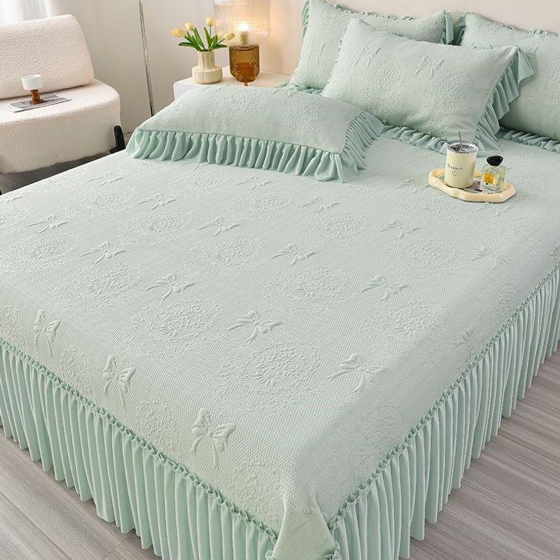 Machine Washable Summer Ice Silk Bed Skirt Cooling Mat Set