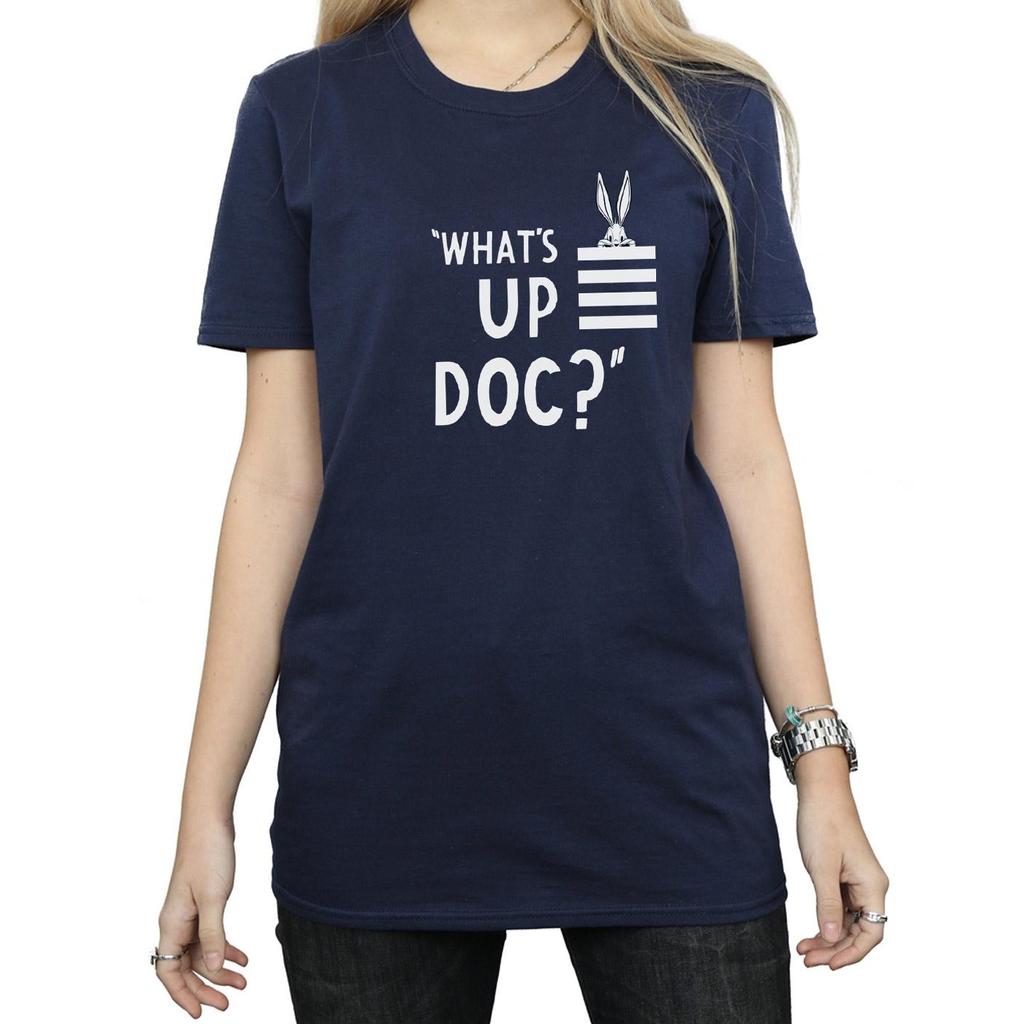 Looney Tunes Womens/Ladies Bugs Bunny What´s Up Doc Stripes Cotton Boyfriend T-Shirt