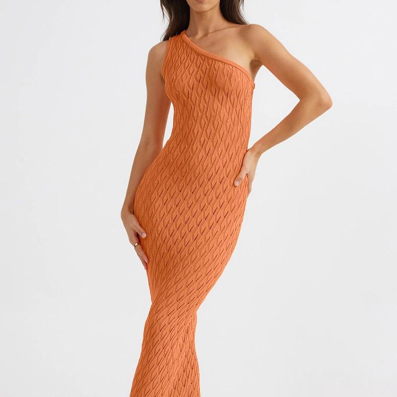 Womens Sexy Cutout Knit Midi Dress With Long Sleeveless Overlay High Waist Slip Style Geometric Print Stretchy Fit Small