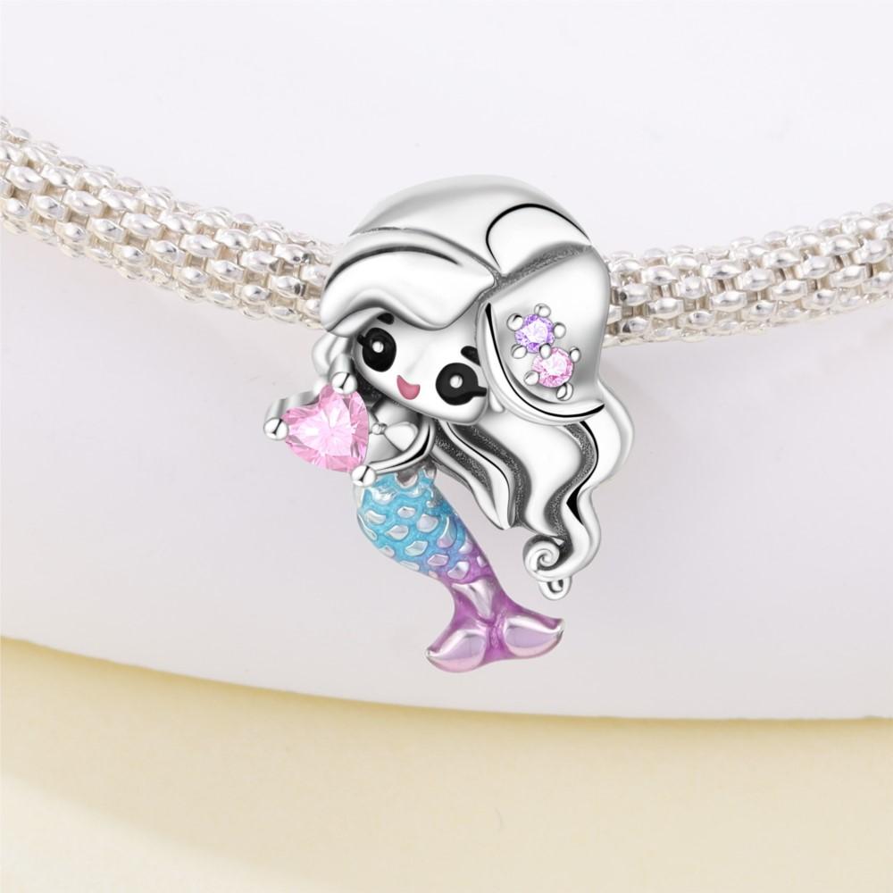 Orstarry 925 Silber Cartoonfigur Meerjungfrau Original Anhänger Armband Charms Passend Schmuck Party Perlen DIY Feine Geschenke