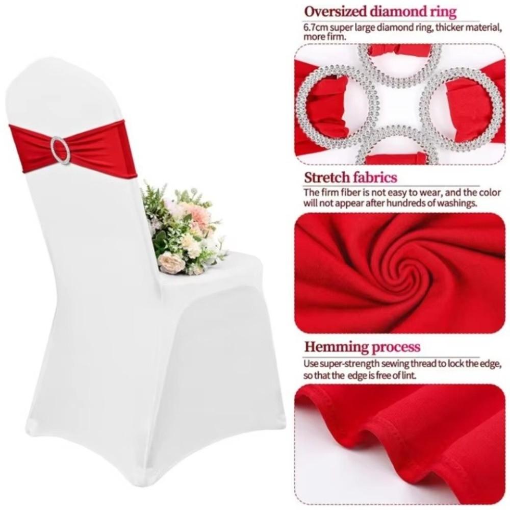 Spandex Stretch Chair Sashes Buckle Slider Universal Fit Chair Ties Anti Slip Elastic Chair Cover Bands
