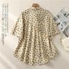 1116 Summer New Literary Small Fresh Cotton Printing College Style Loose Single-breasted Large-size Shirt Women