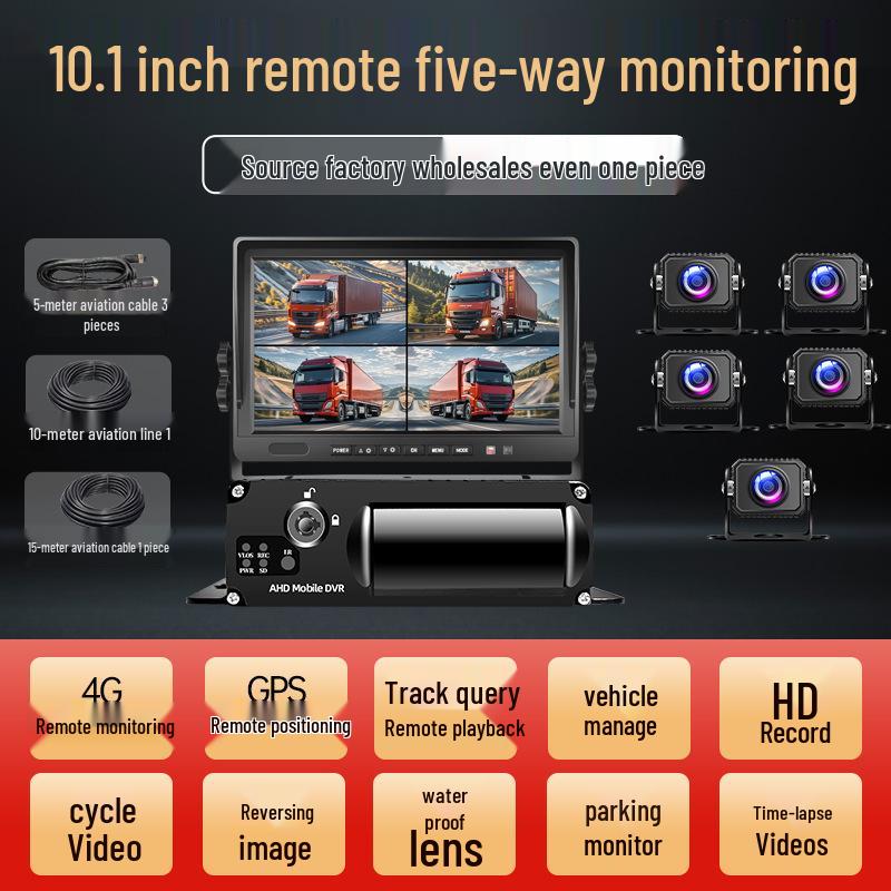 High-Definition Night Vision Dash Cam with 5/6/8-Way Monitoring & Reversing for Large Trucks (12-24V)