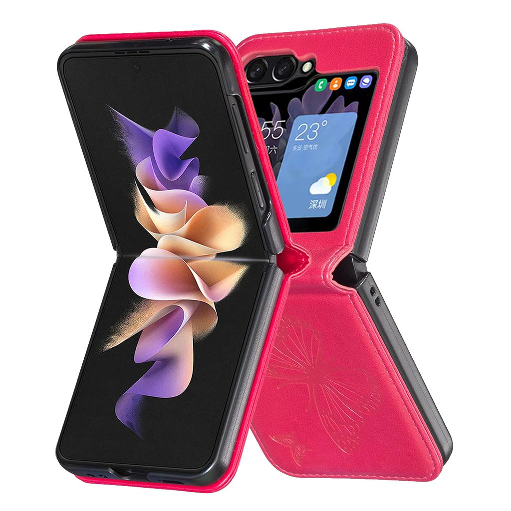 For Samsung Galaxy Z Flip7 FE 5G/Z Flip6 5G/Z Flip5 5G Case Butterfly Pattern PU Leather+PC Anti-Scratch Phone Cover