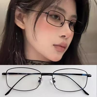 Korean New Women Harajuku Small Square Frame Glasses Y2K Metal Eyeglasses Clear Reading Spectacle Blue Light Blocking Eyewear