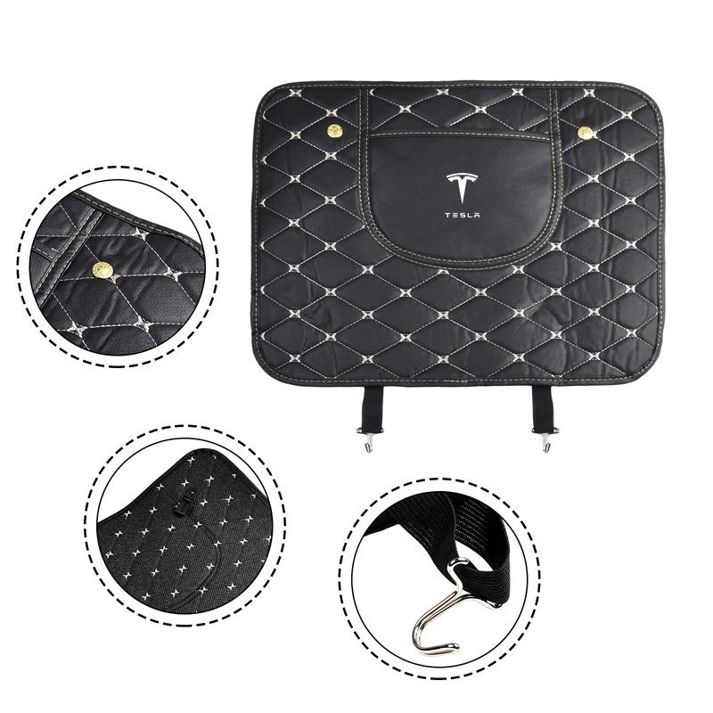 Car Anti-kick Pad Interior Leather Auto Seat Back Protector Pads Anti Scratch For Tesla Model S Model X Model Y Model 3 Roadster SpaceX
