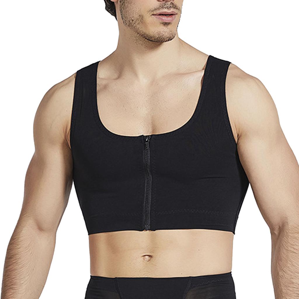 Herren Brustkorsett Kompression Schlankmachend Atmungsaktiv Schnelltrocknend Körperformung Nylon Dehnbar Korsett Tanktop Schwarz M